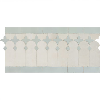 Mosaic House Moroccan tile Zanar 1-30 White,   celadon, celadon, green   solid zellige, mosaic, zellij, border, glaze, traditional, classic 